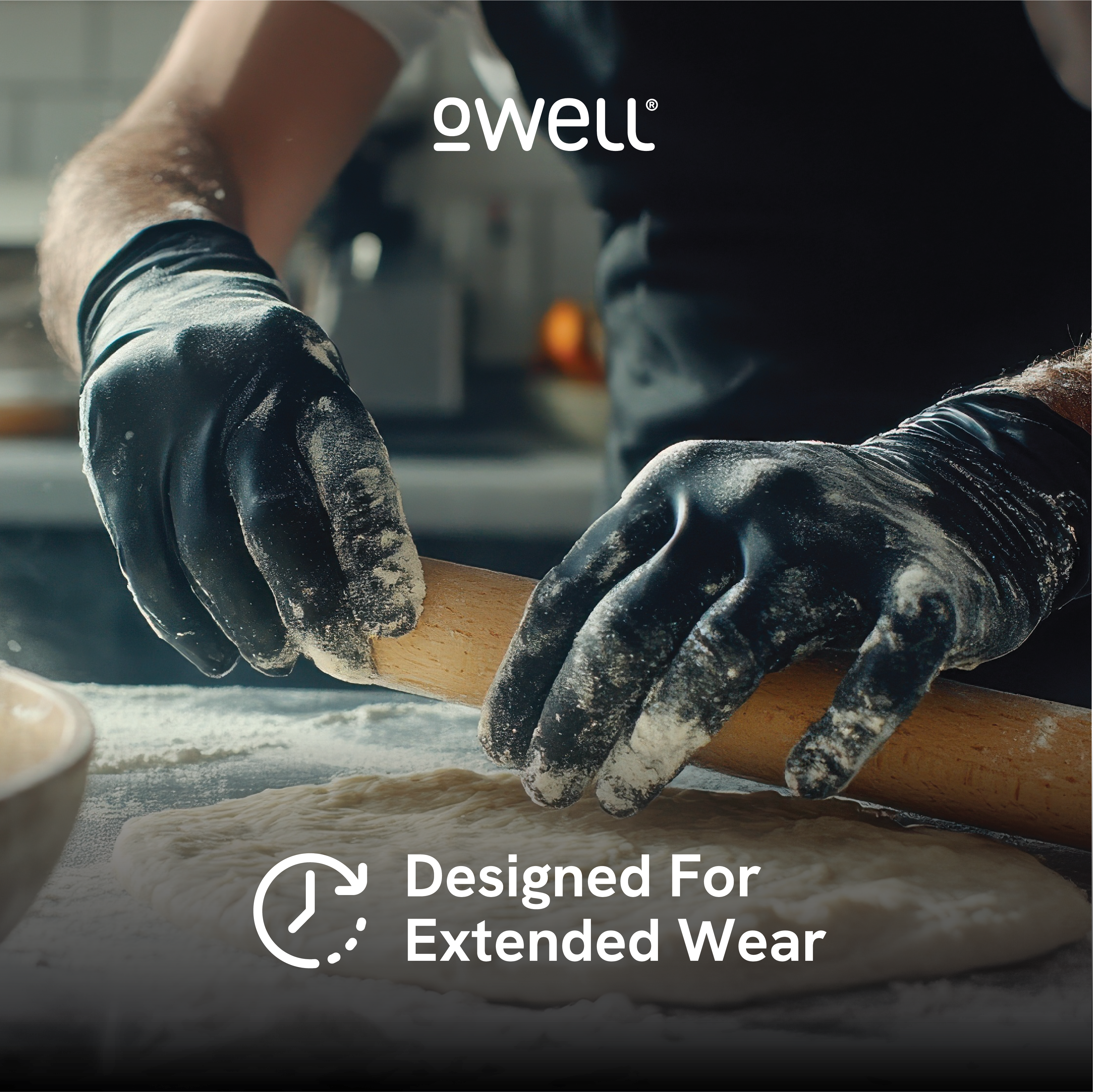 OWELL Food Prep Powder Free Nitrile Disposable Gloves, 4mil (Case of 10 x 100 Count)