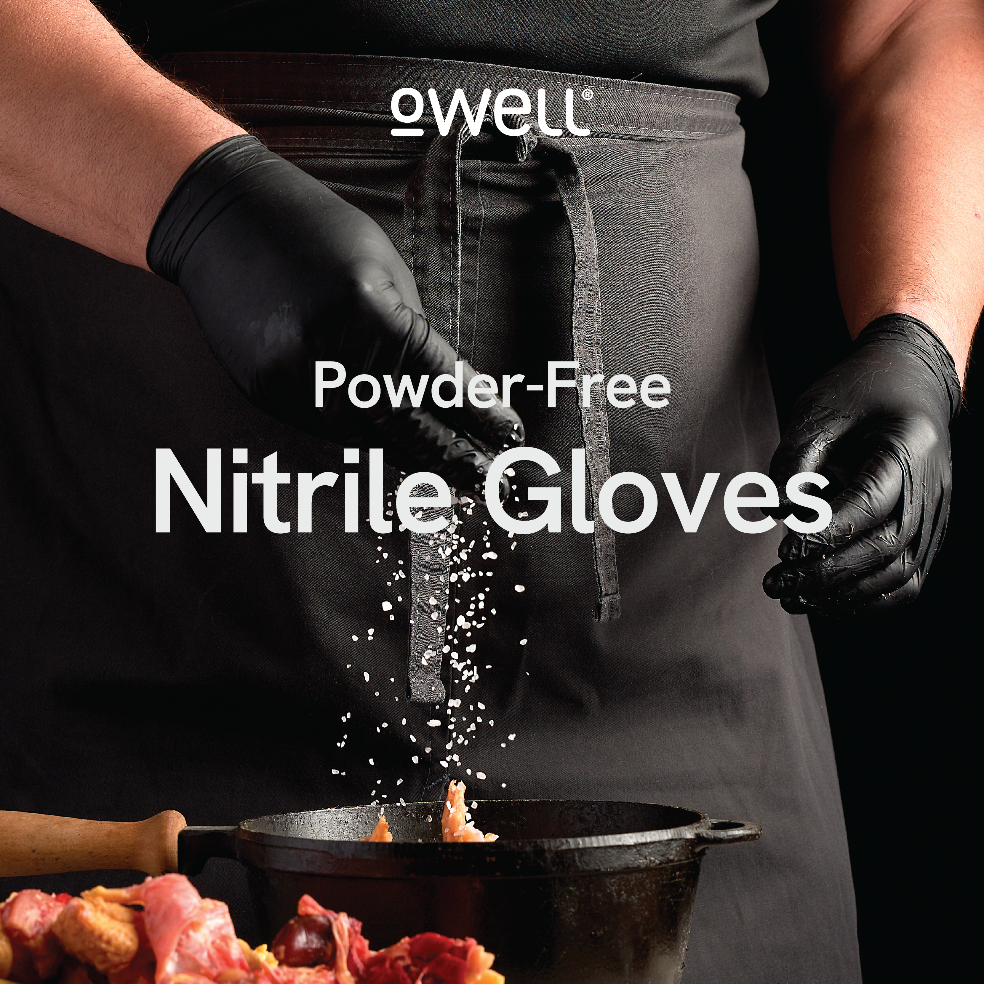 OWELL Food Prep Powder Free Nitrile Disposable Gloves, 4mil (Case of 10 x 100 Count)