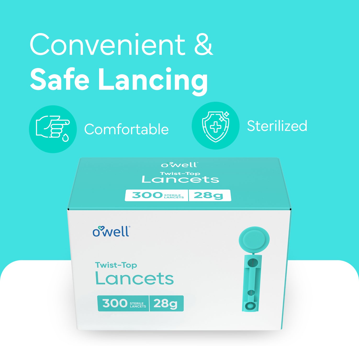 OWELL Twist Top Lancets, 28 Gauge (300 Count)