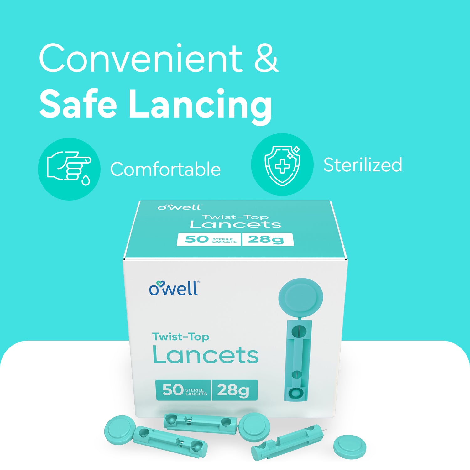 OWELL Twist Top Lancets, 28 Gauge (300 Count)
