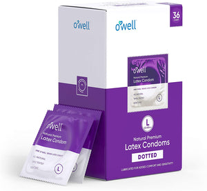 Open image in slideshow, O’WELL Premium All-Natural Latex Condoms, 36 Count (Dotted)
