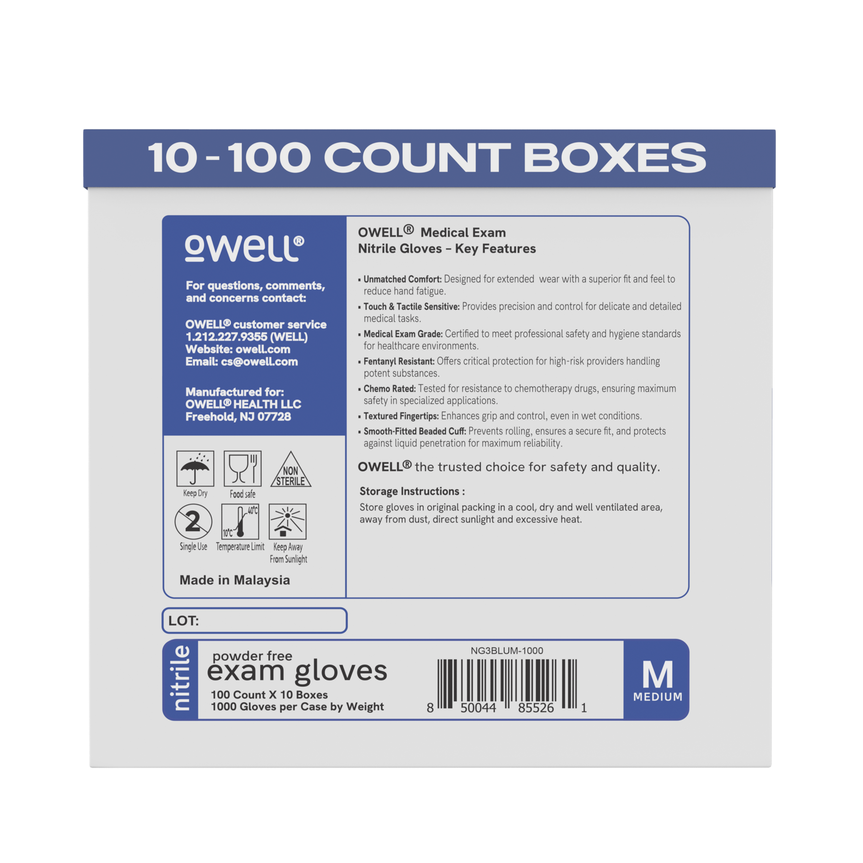 Blue Medical Exam Nitrile Disposable Gloves (1000 Count)