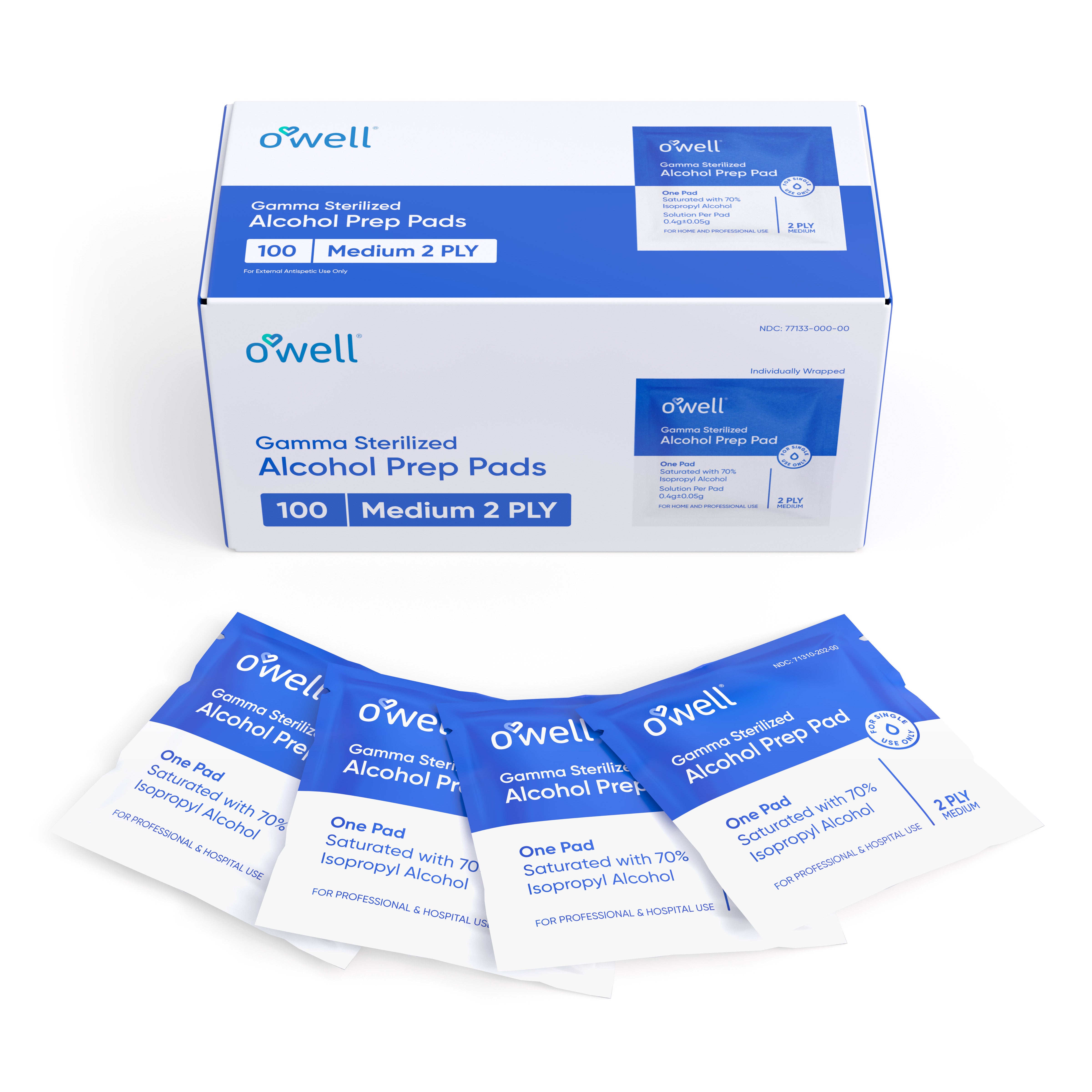 OWELL Alcohol Prep Pads, Individually Wrapped Alcohol Wipes (100 count)