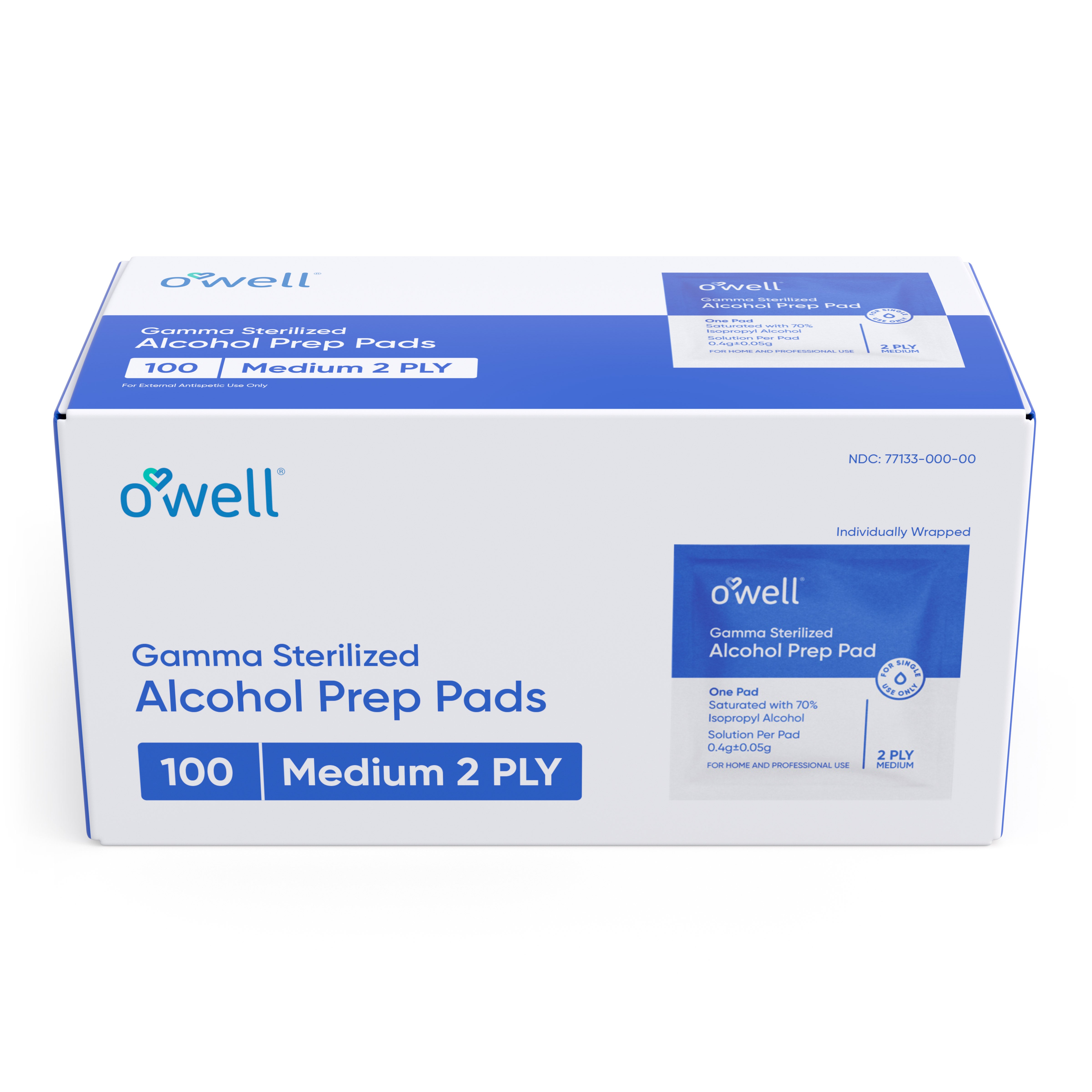 OWELL Alcohol Prep Pads, Individually Wrapped Alcohol Wipes (100 count)