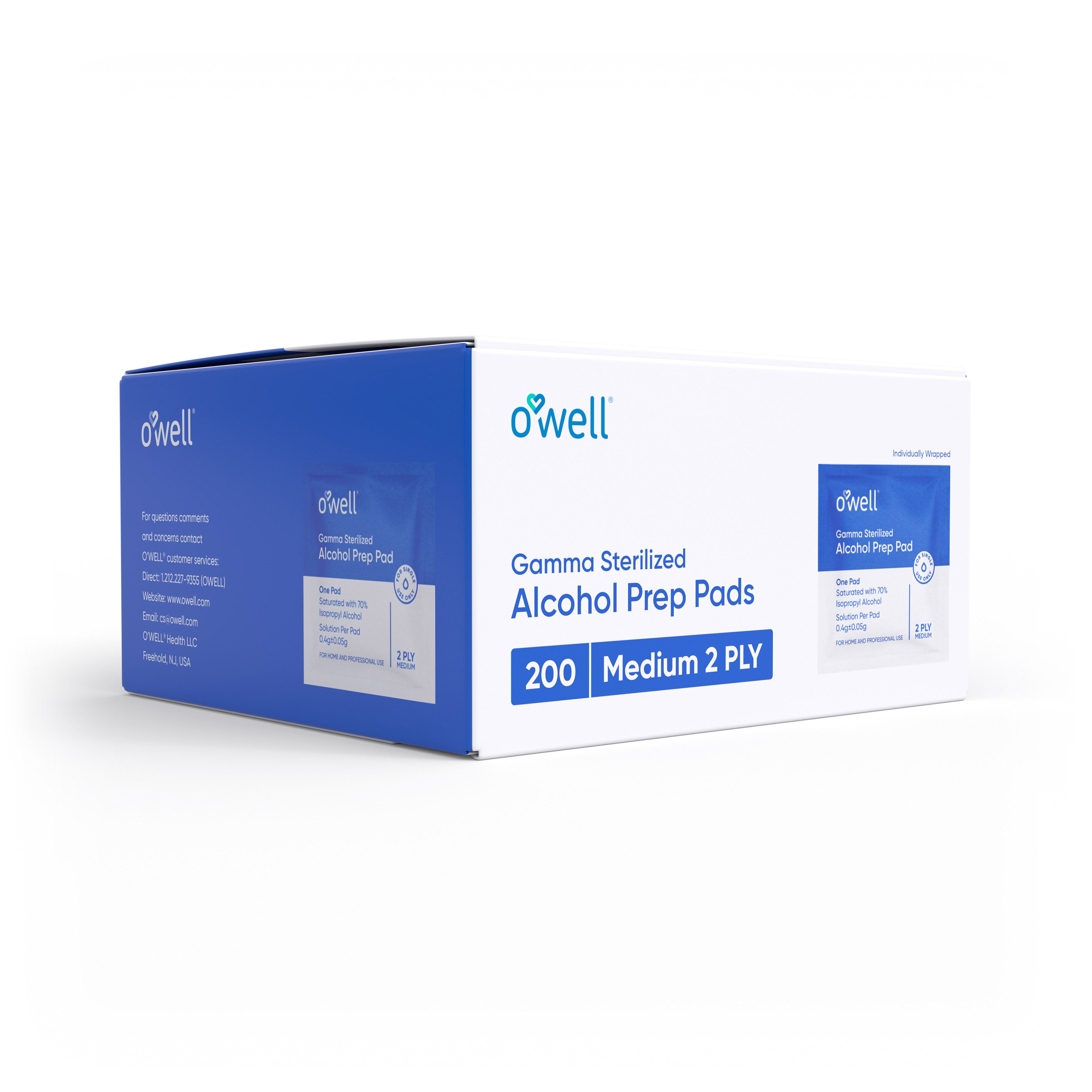 OWELL Alcohol Prep Pads, Individually Wrapped Alcohol Wipes (200 count)