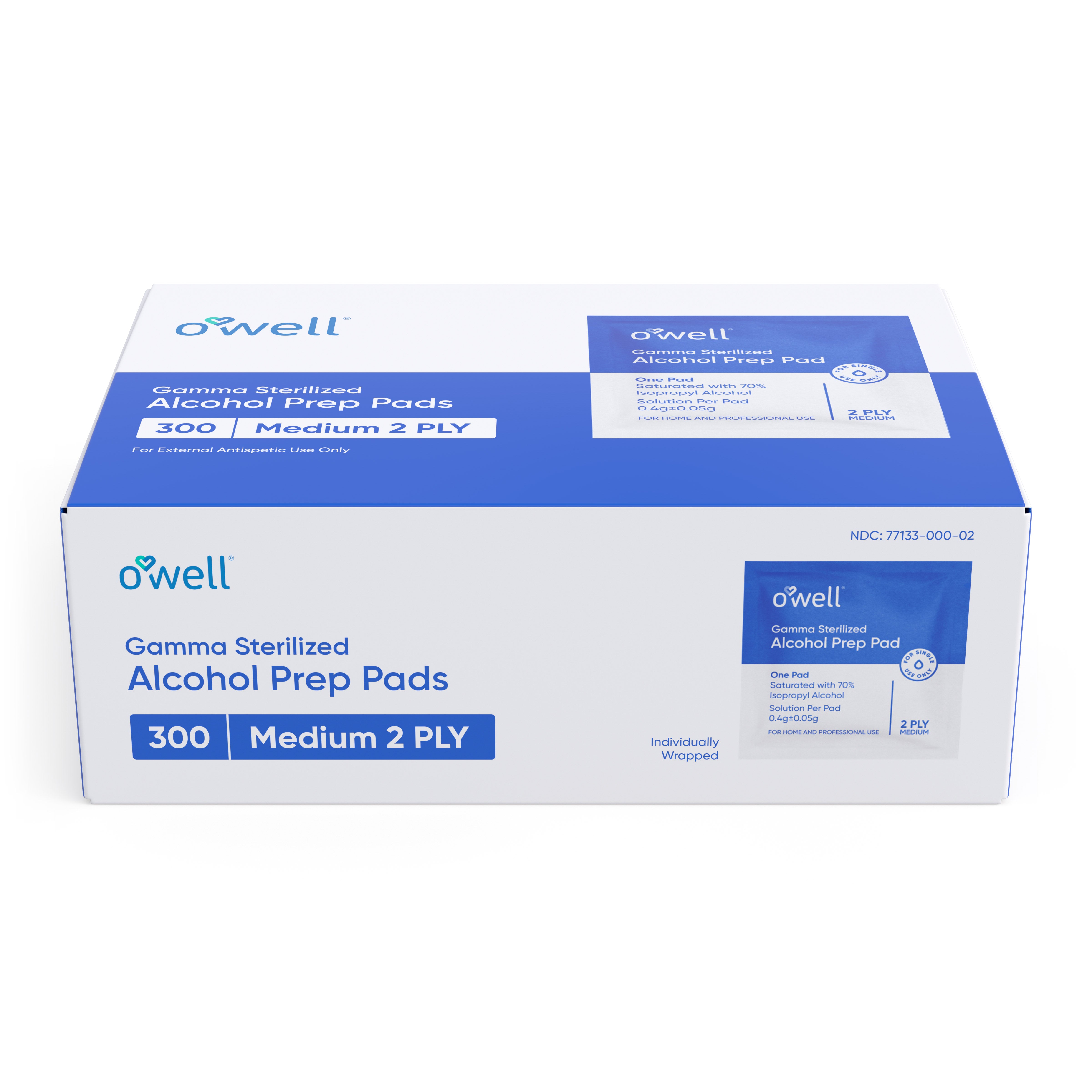 OWELL Alcohol Prep Pads, Individually Wrapped Alcohol Wipes (300 count)