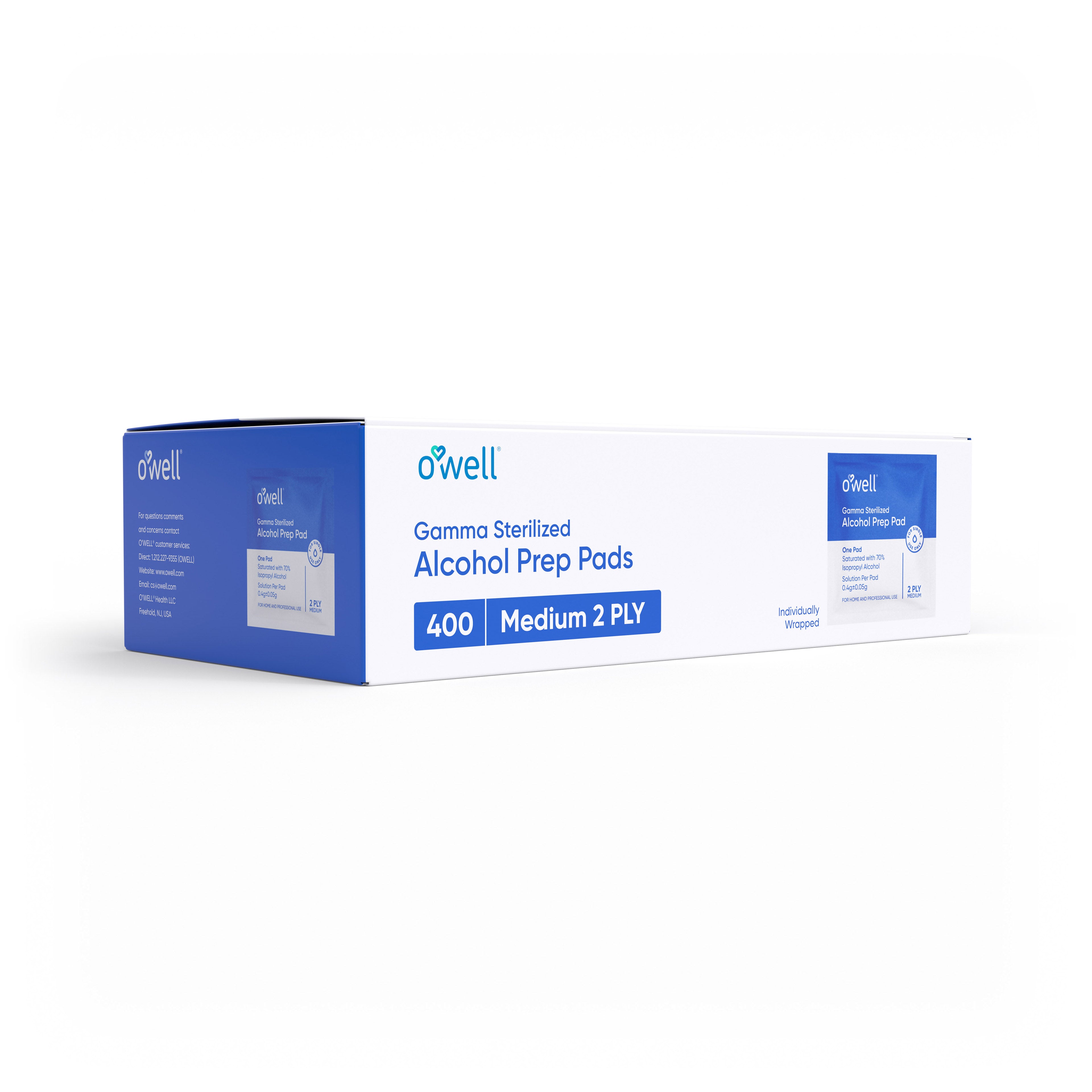 OWELL Alcohol Prep Pads, Individually Wrapped Alcohol Wipes (400 count)