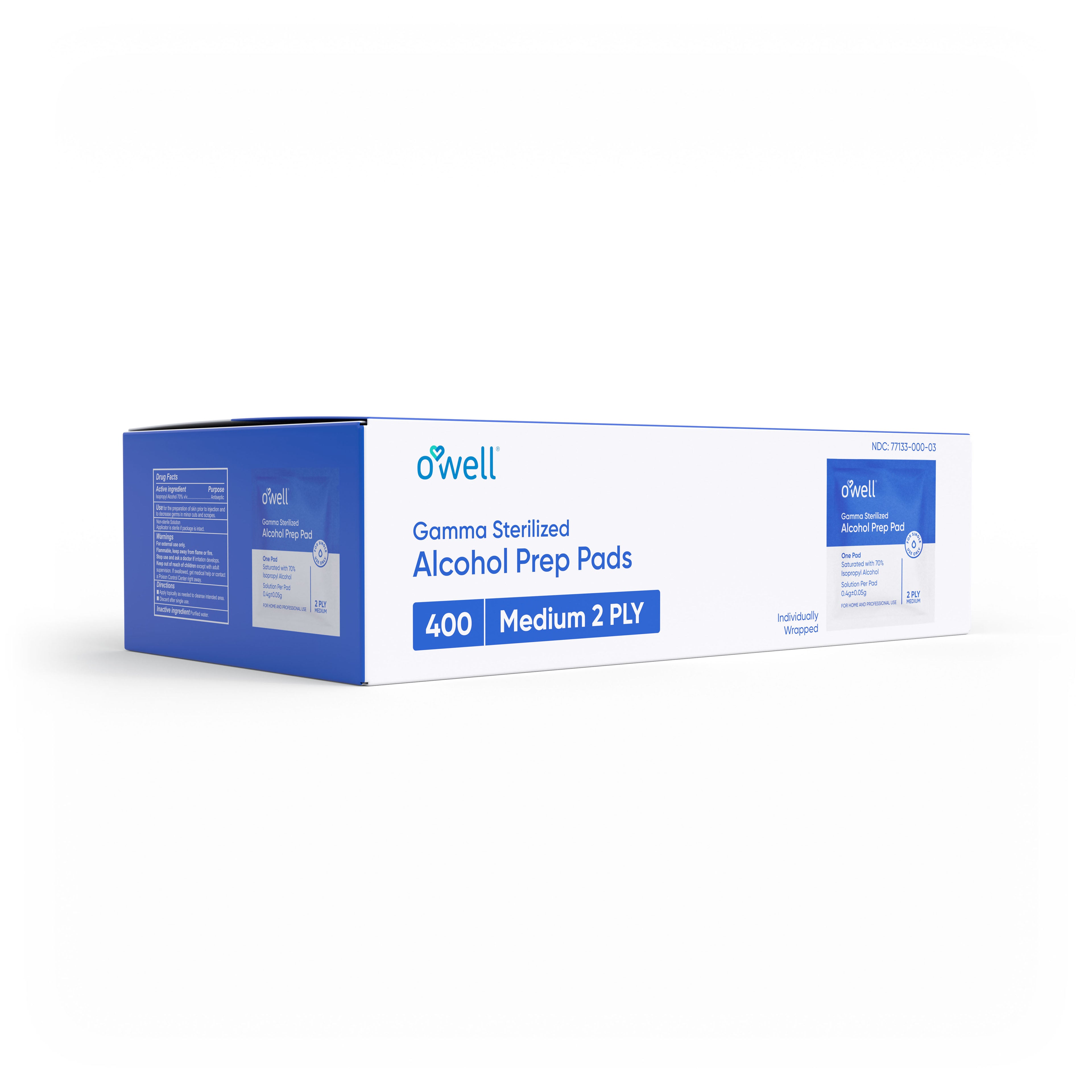 OWELL Alcohol Prep Pads, Individually Wrapped Alcohol Wipes (400 count)