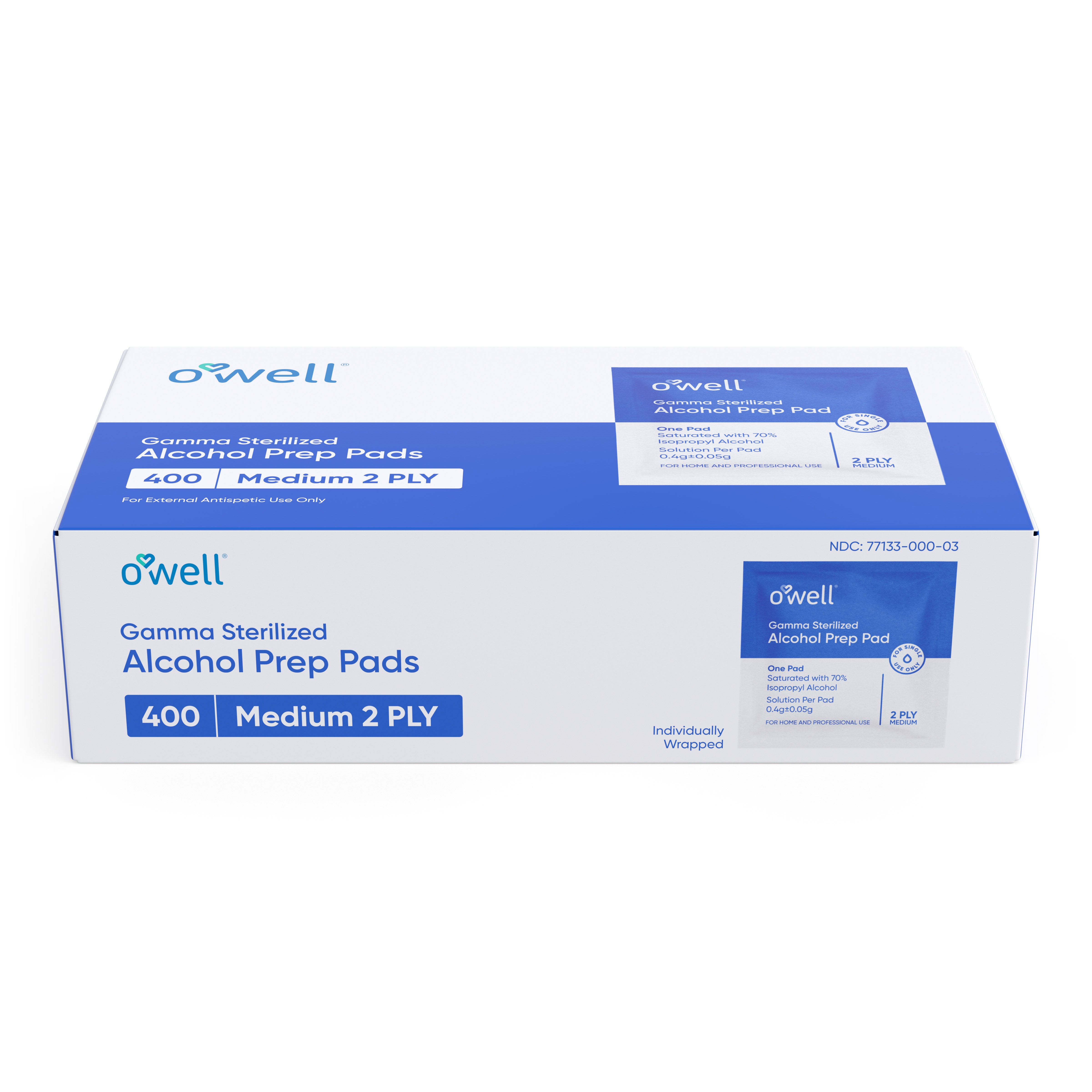 OWELL Alcohol Prep Pads, Individually Wrapped Alcohol Wipes (400 count)