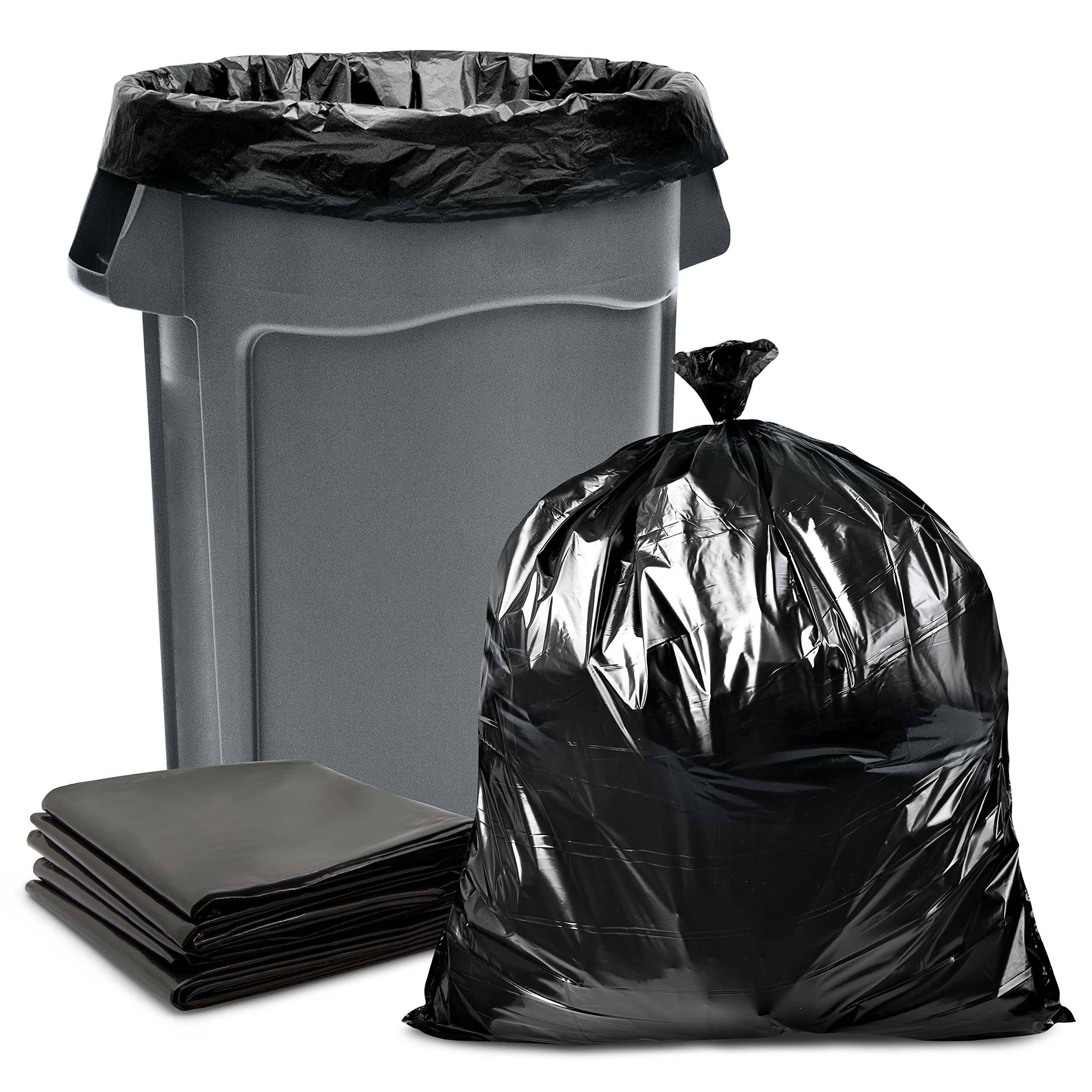 Black Heavy Duty Low Density Trash Bags / Trash Liners - 1.8 Mil