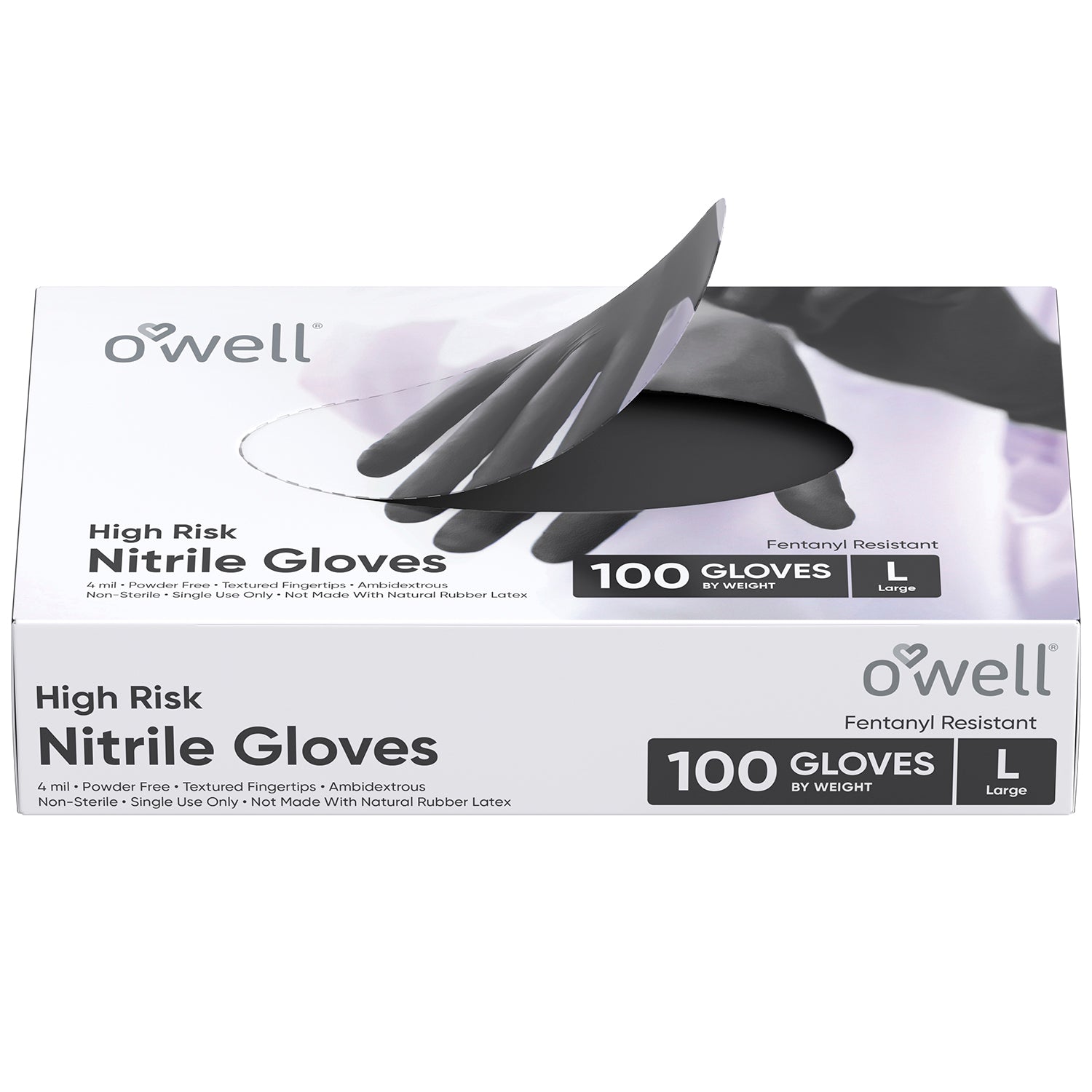 OWELL Black Nitrile Disposable Gloves (100 Count)