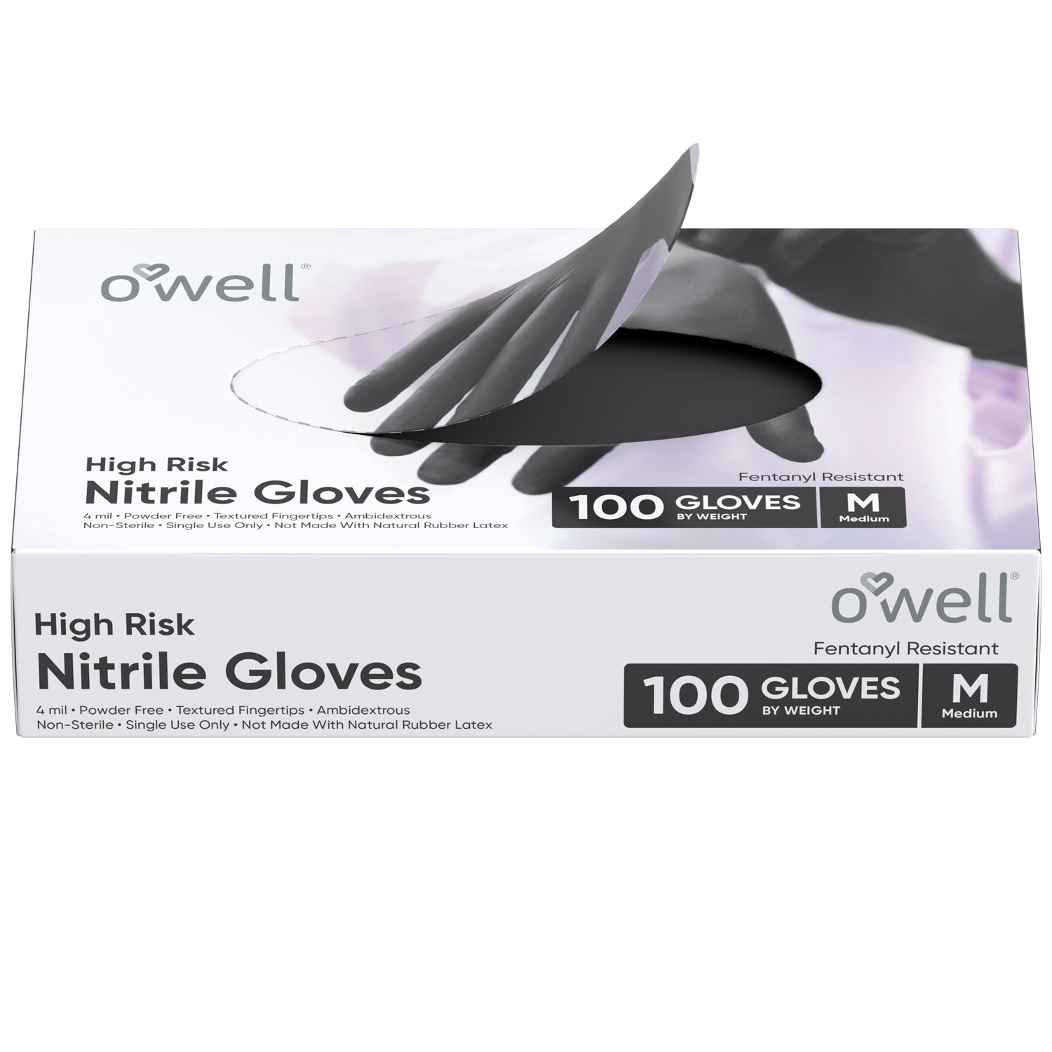 OWELL Black Nitrile Disposable Gloves (100 Count)