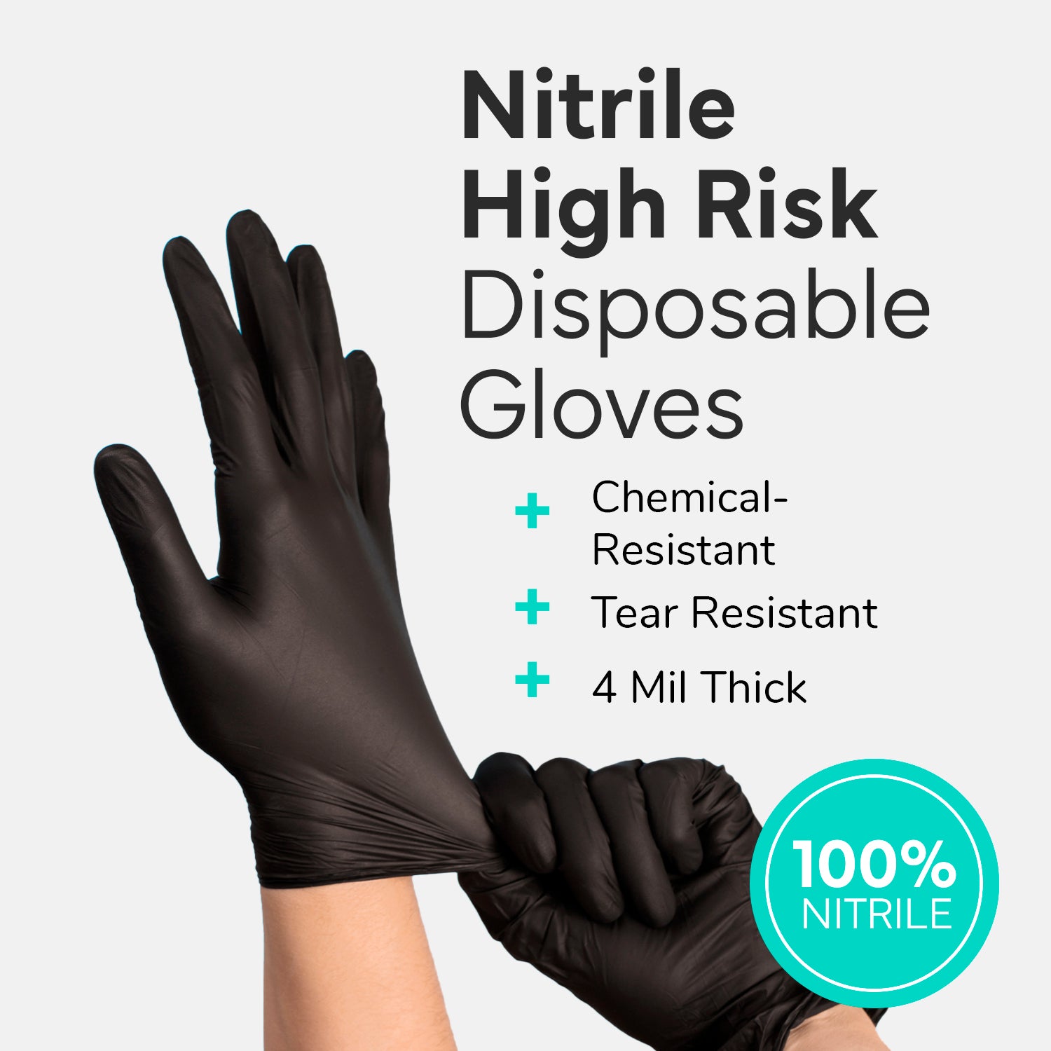 OWELL Black Nitrile Disposable Gloves (100 Count)