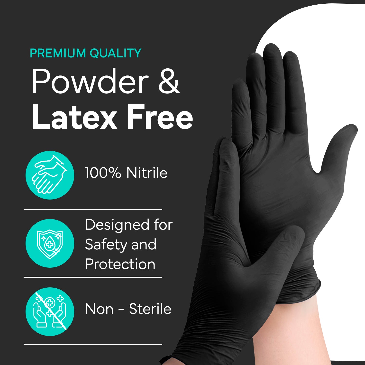 OWELL Black Nitrile Disposable Gloves (100 Count)