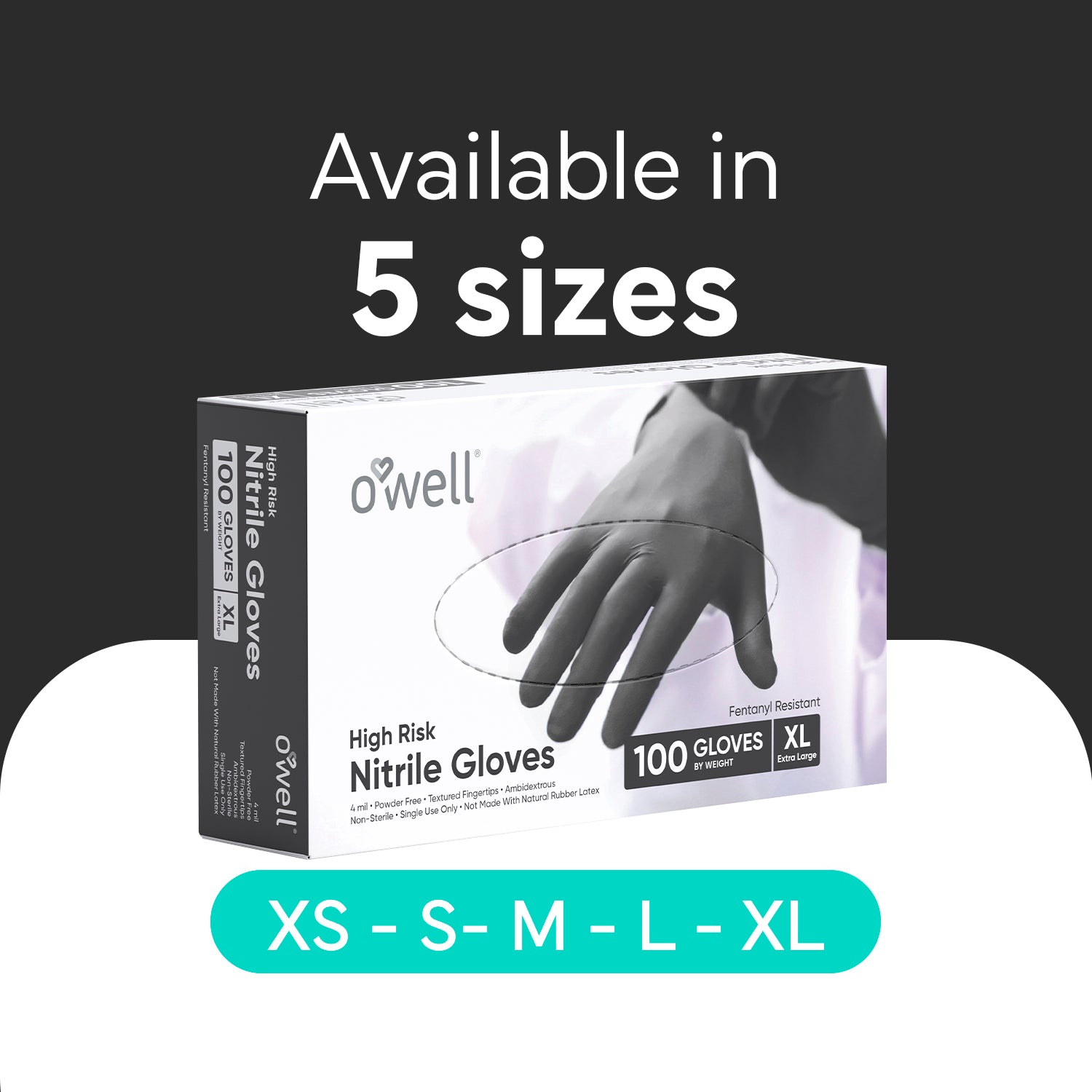 OWELL Black Nitrile Disposable Gloves (Case of 10 x 100 Count)