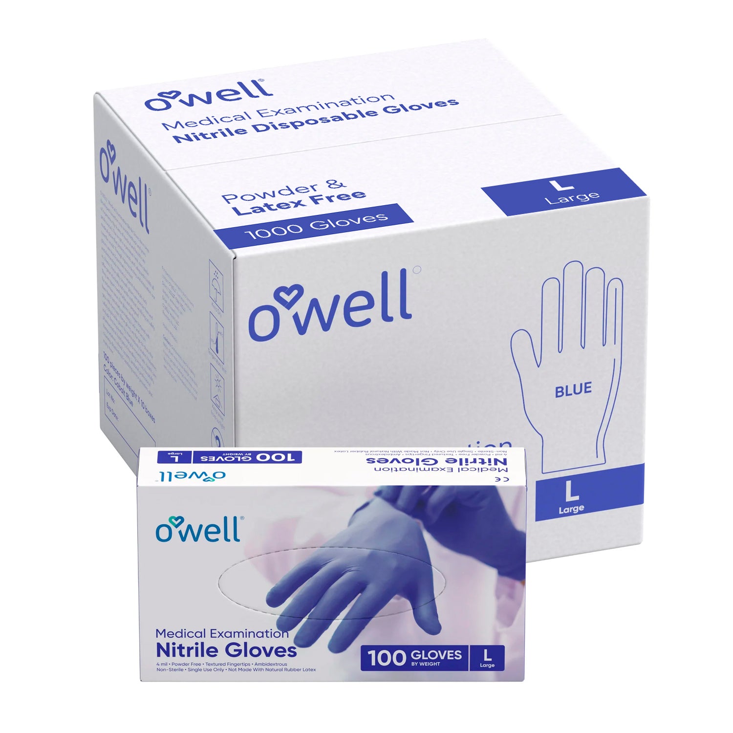 OWELL Medical Examination Nitrile Gloves (Case of 10 x 100 Count)