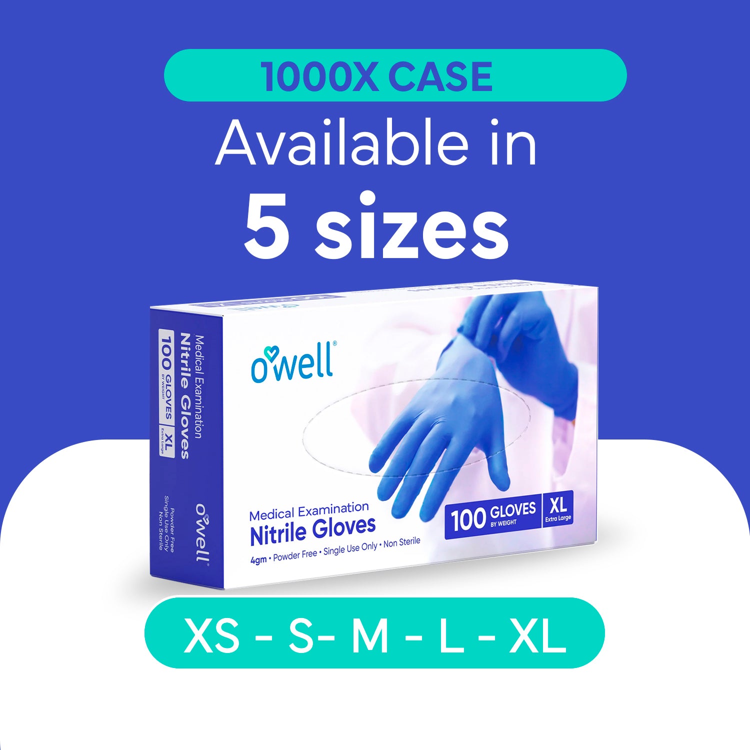 OWELL Medical Examination Nitrile Gloves (Case of 10 x 100 Count)