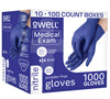 OWELL Medical Exam Powder Free Nitrile Disposable Gloves, 4mil (Case of 10 x 100 Count)