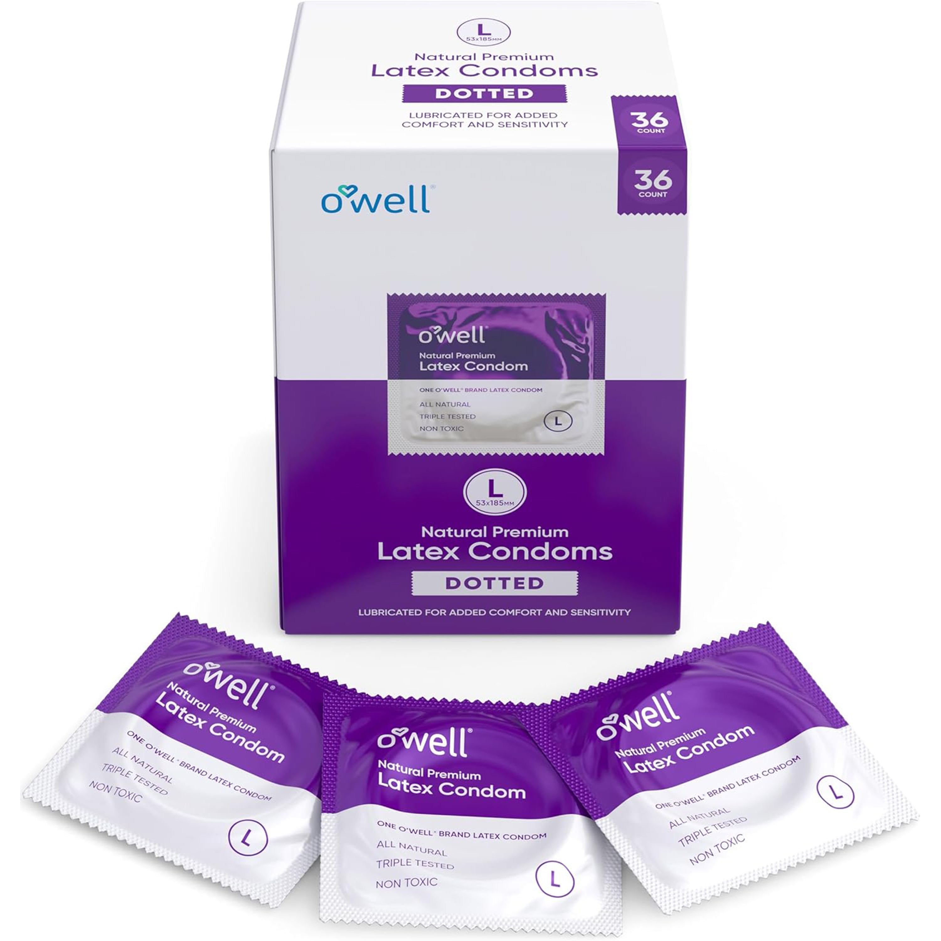 OWELL Premium Latex Condoms, 36 Count (Dotted)