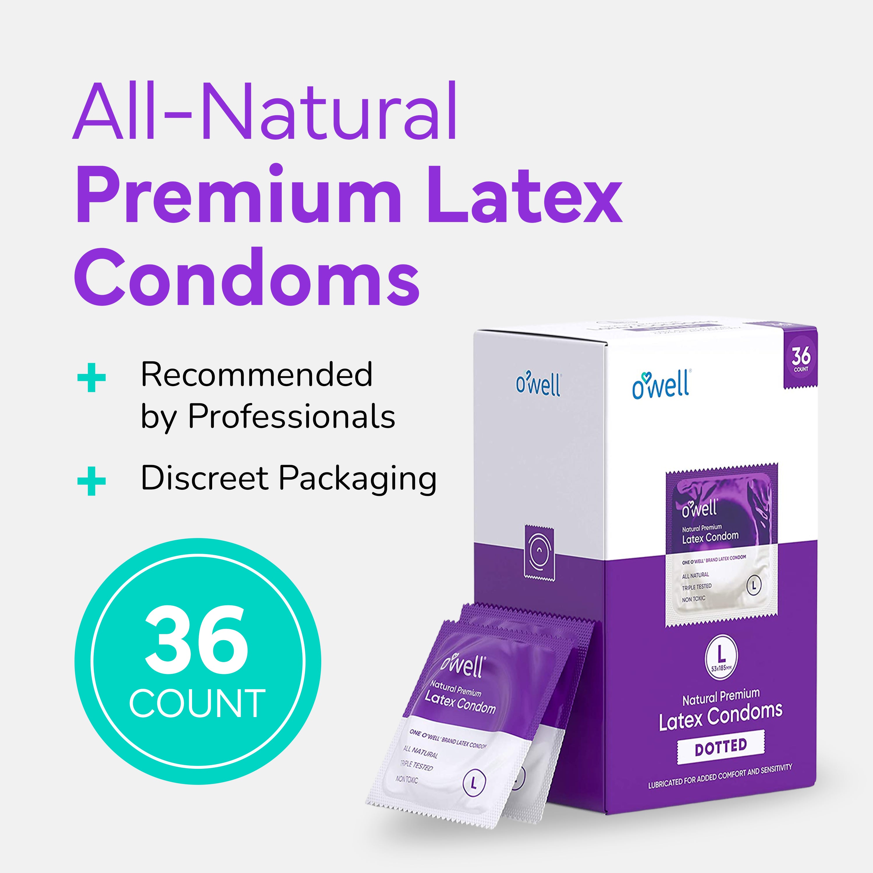 OWELL Premium Latex Condoms, 36 Count (Dotted)