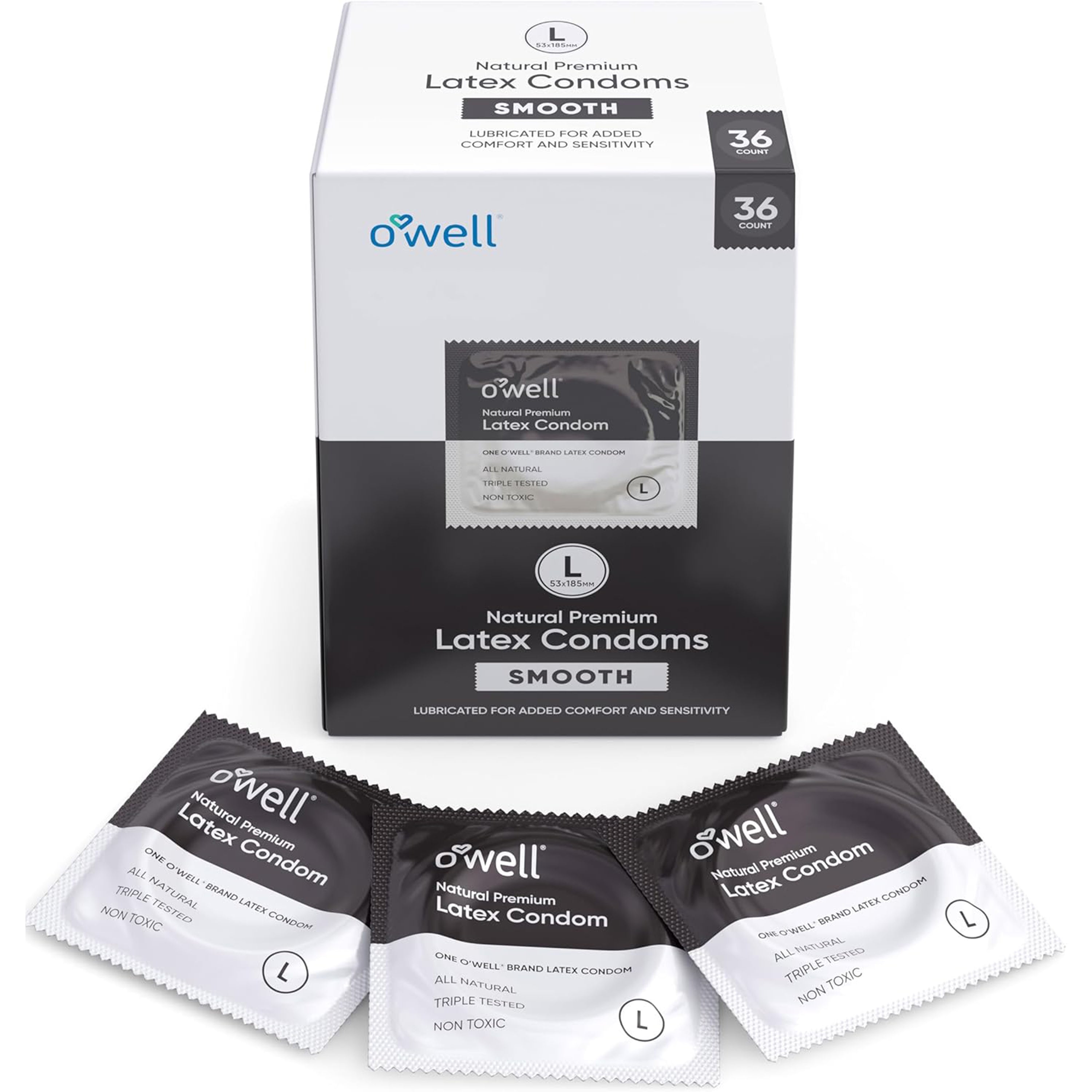 OWELL Premium Latex Condoms, 36 Count (Smooth)