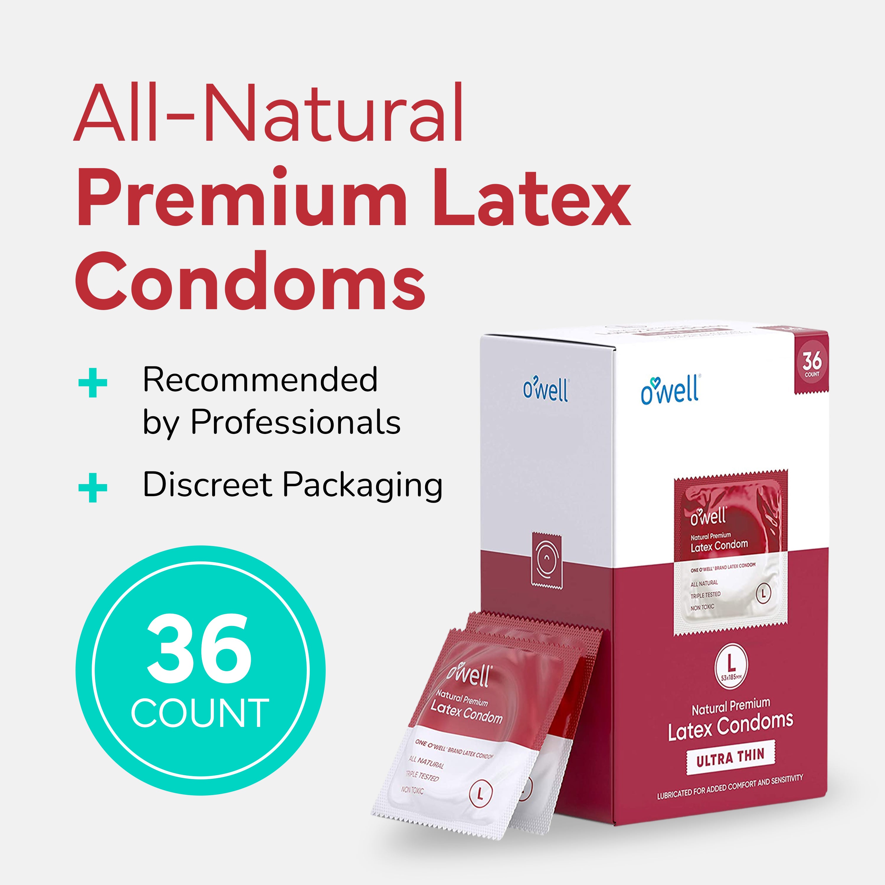 OWELL Premium Latex Condoms, 36 Count (Ultra-Thin)