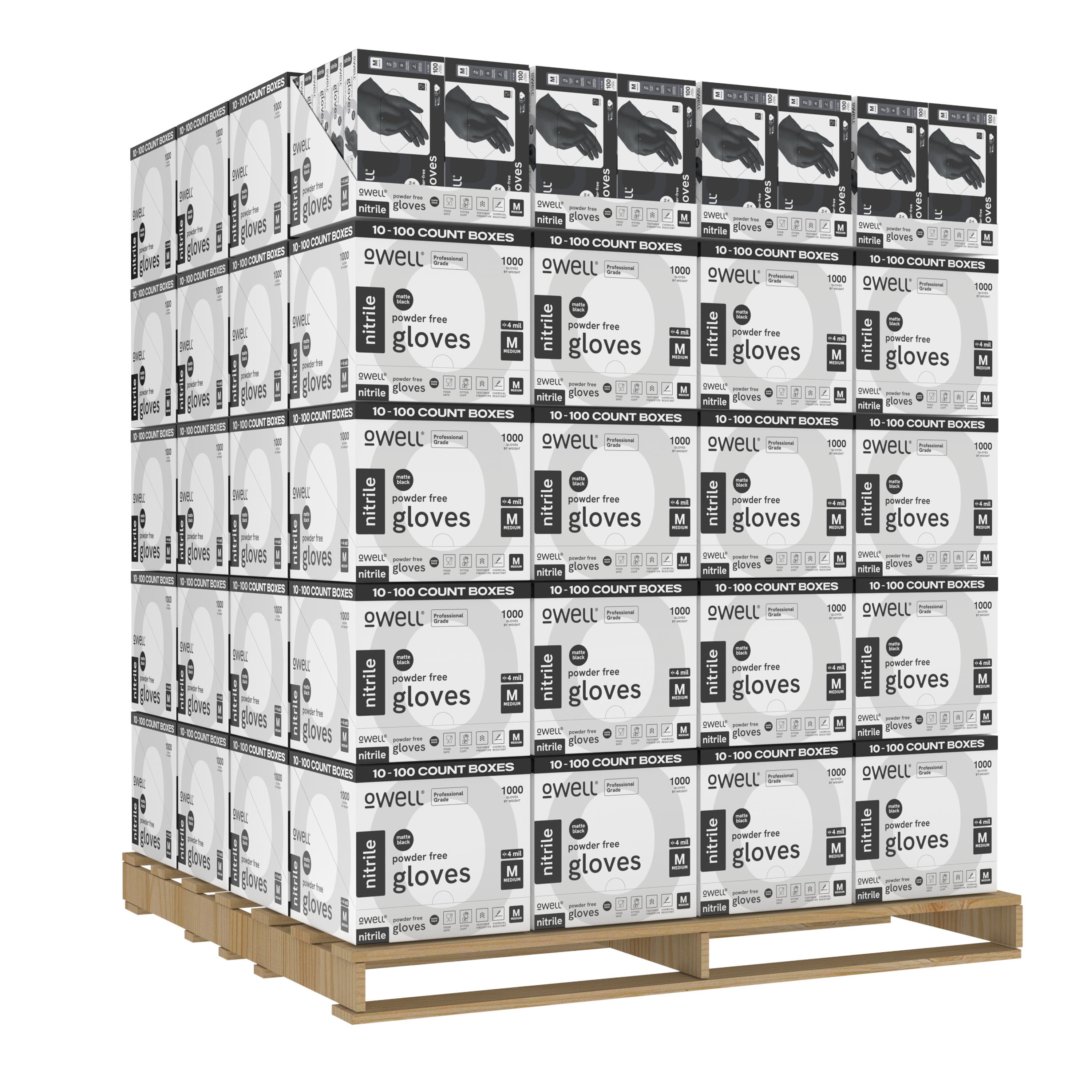 OWELL® Professional Grade Black Disposable Nitrile Gloves (10 -100 Count) – 4 Mil | Food Safe, Medical Grade, Powder-Free, Latex-Free, Chemical Resistant Multi-Purpose Gloves