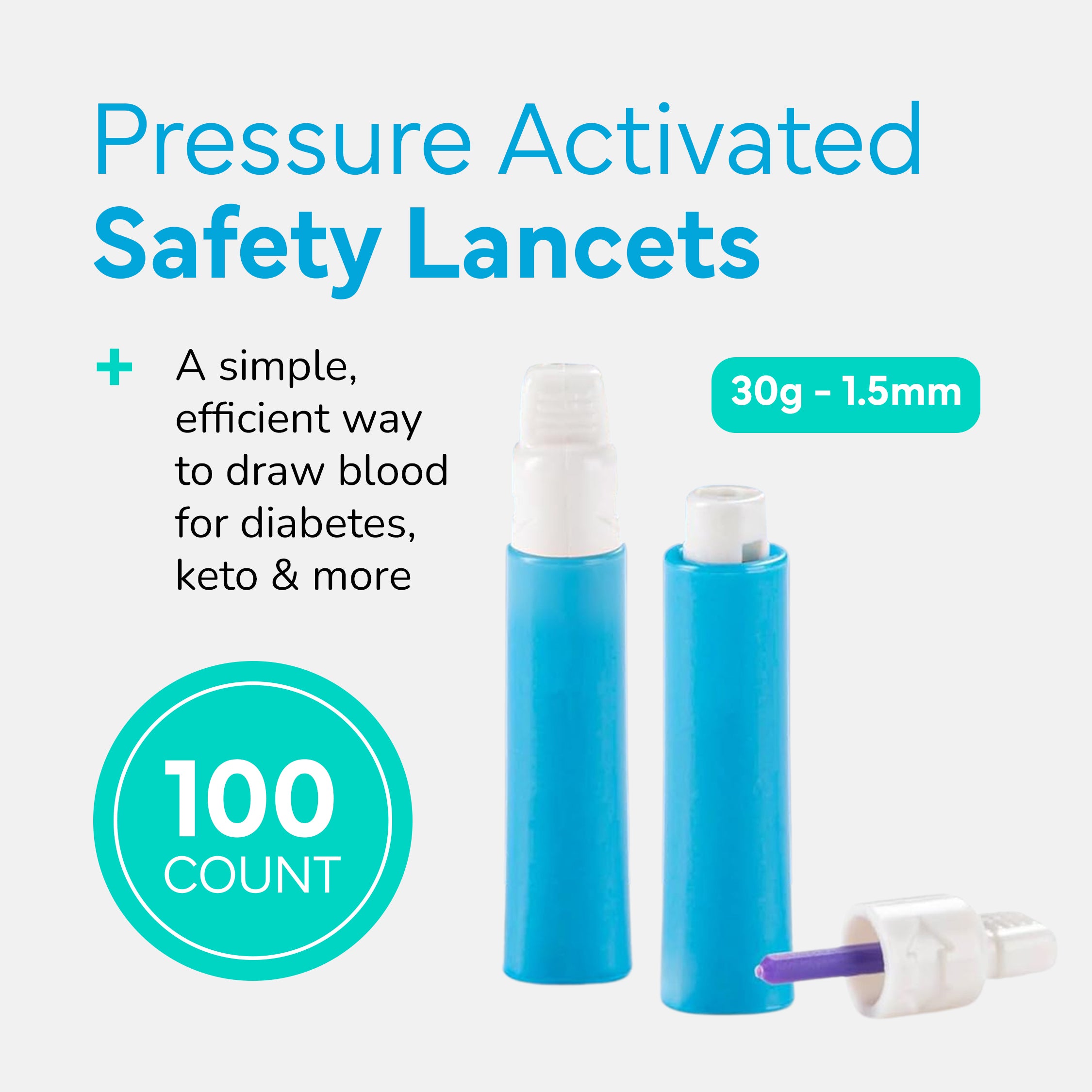 OWELL Pressure Activated Safety Lancets, 23 Gauge - 1.5mm (100 Count)