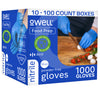 OWELL Food Prep Powder Free Nitrile Disposable Gloves, 4mil (Case of 10 x 100 Count)