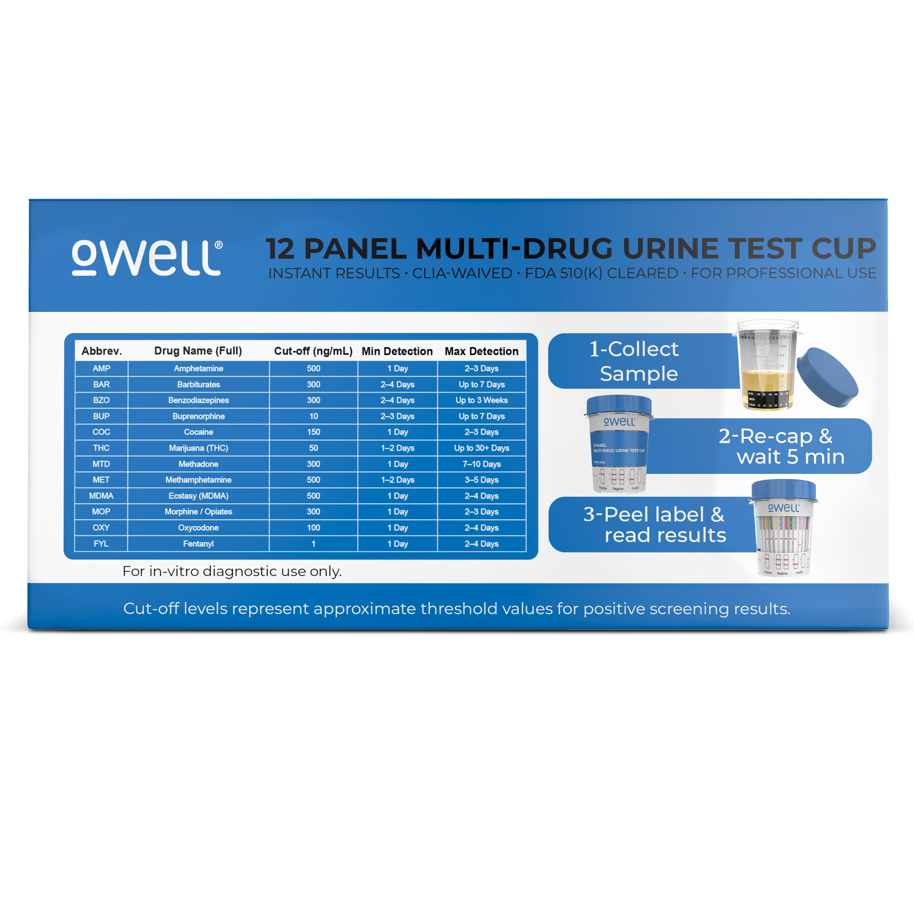 12 Panel Urine Drug Test Cup with Instant Results