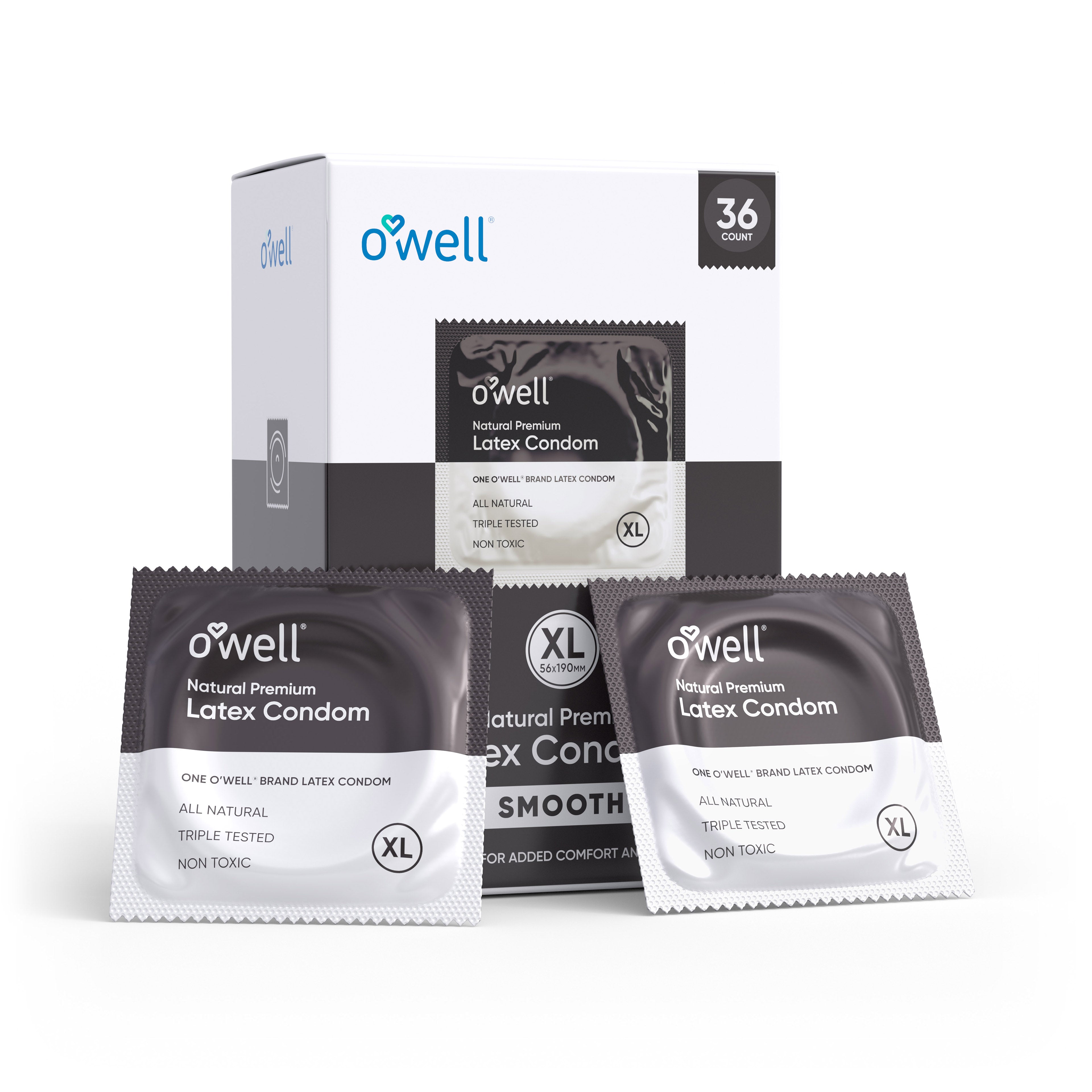 O’WELL Premium All-Natural Latex Condoms, 36 Count (Smooth)