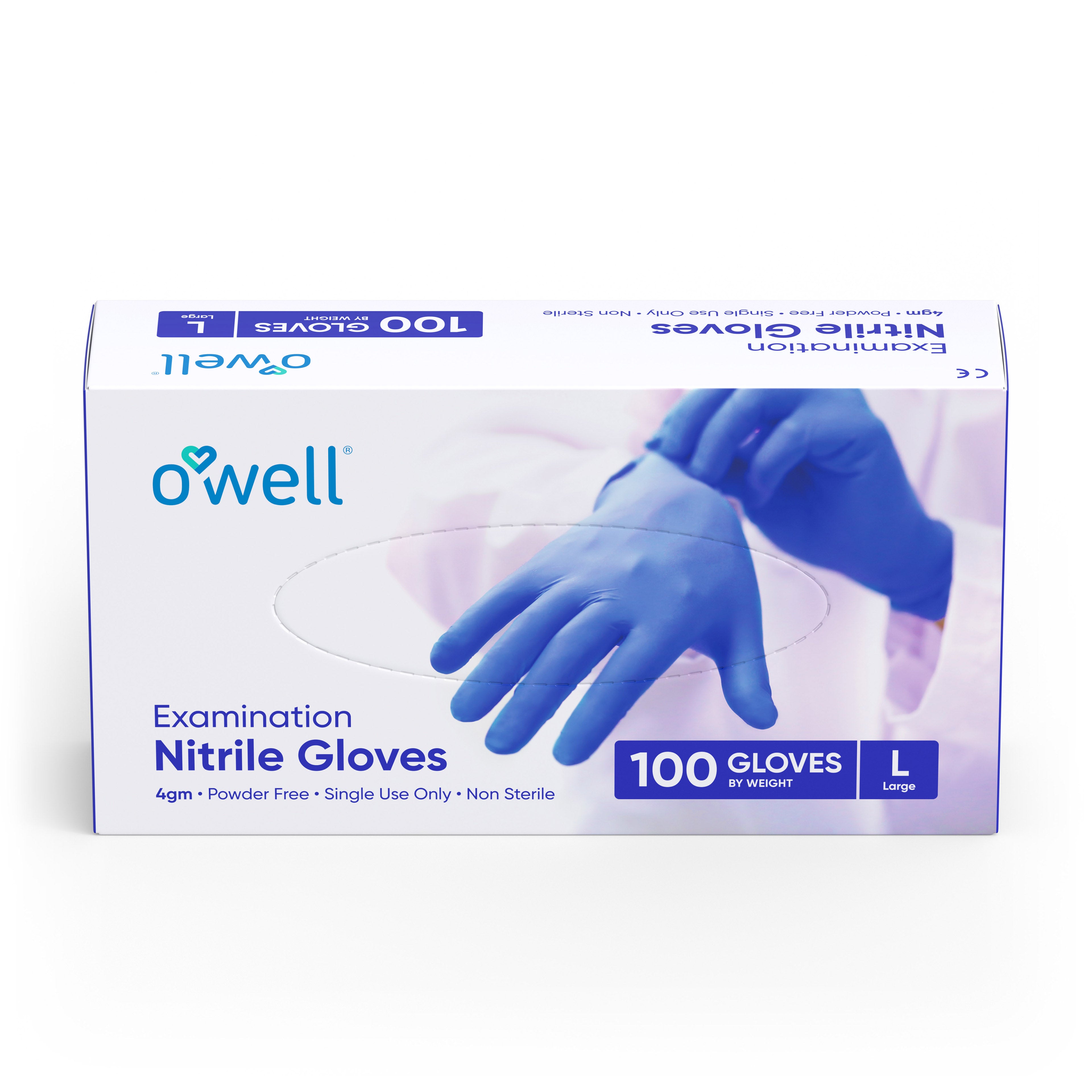 OWELL Nitrile Gloves | 4mil Disposable Gloves, Medical Exam, Food Safe Certified, Chemo Rated, Latex Free, Powder Free, Medical Examination Gloves
