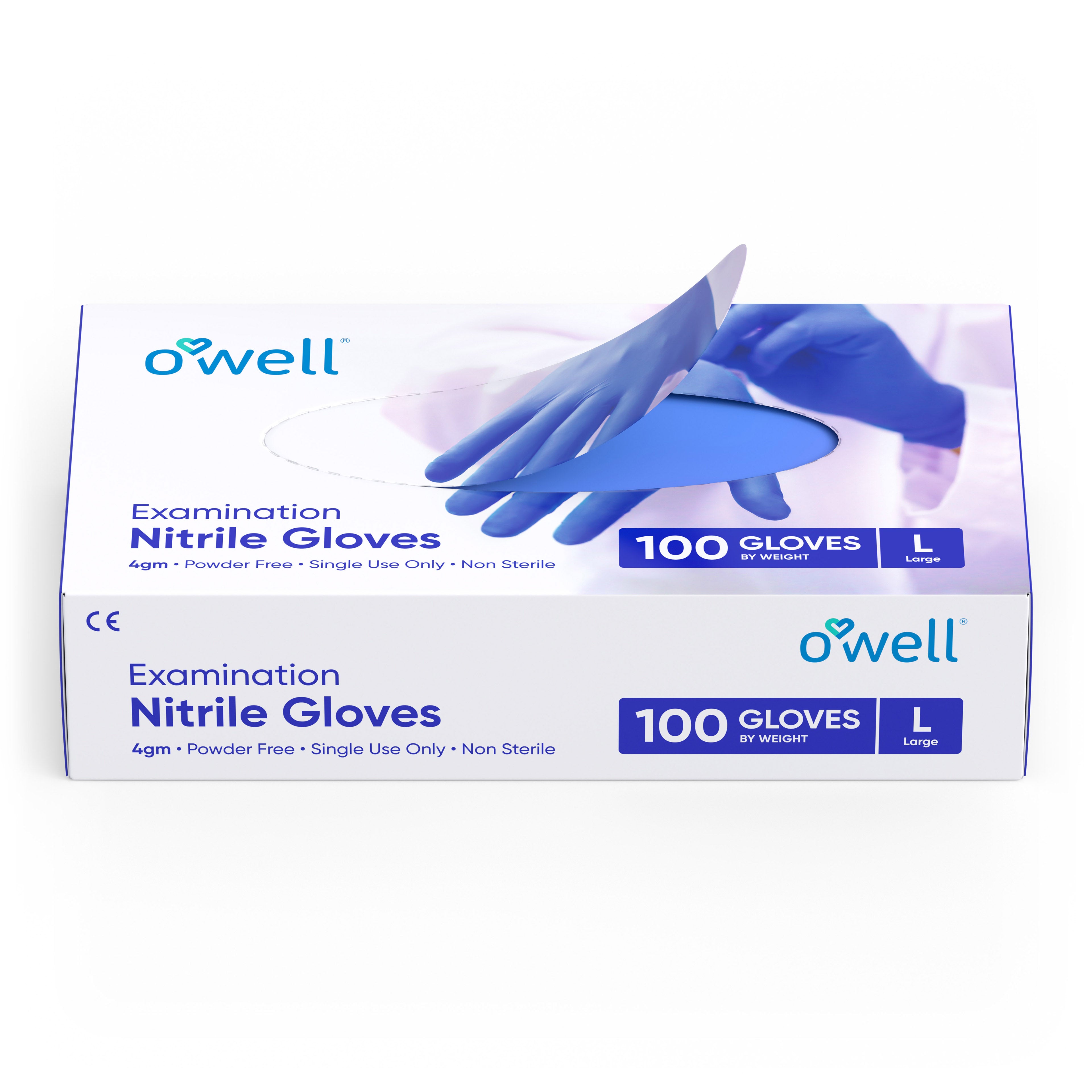 OWELL Nitrile Gloves | 4mil Disposable Gloves, Medical Exam, Food Safe Certified, Chemo Rated, Latex Free, Powder Free, Medical Examination Gloves