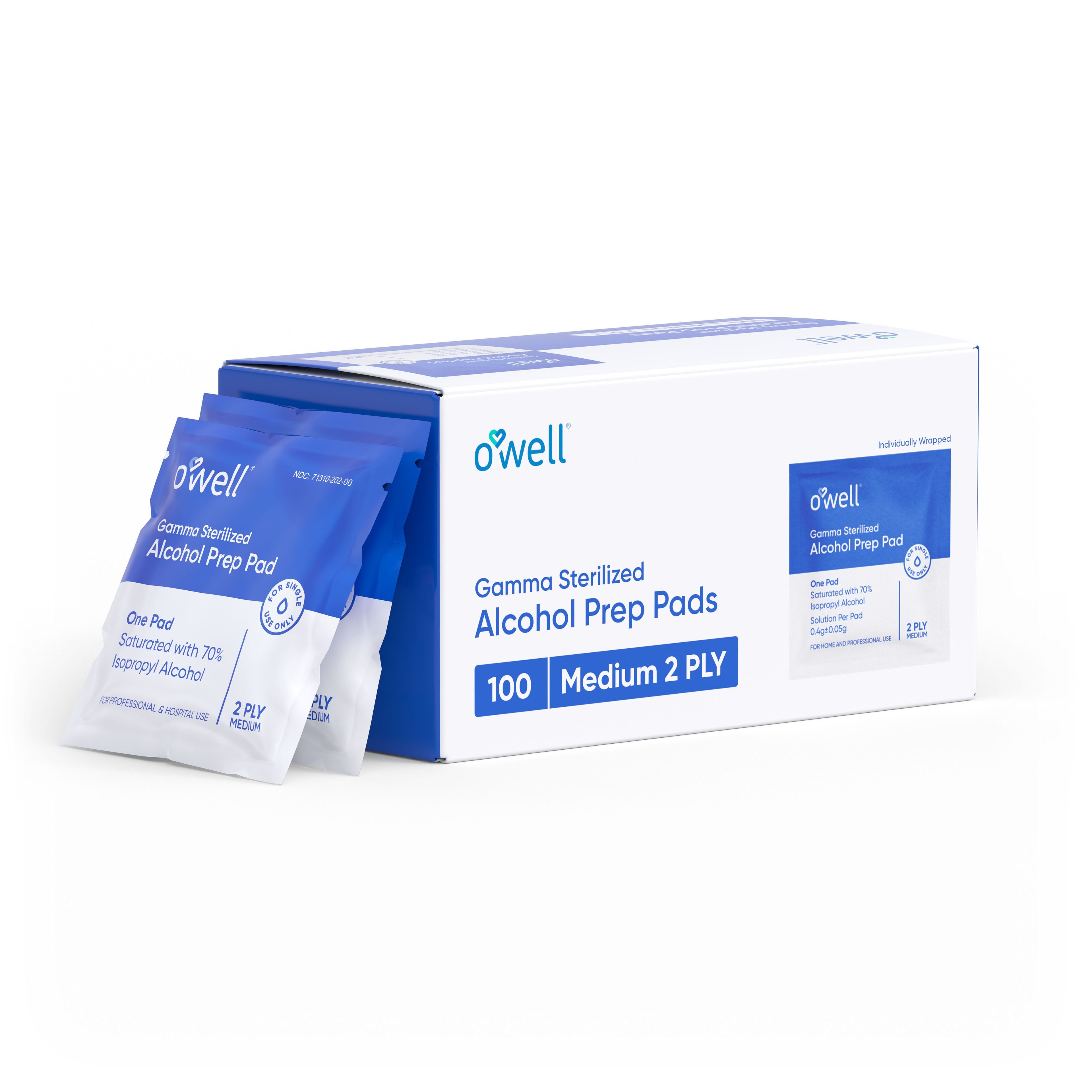 OWELL Alcohol Prep Pads, Individually Wrapped Alcohol Wipes (100 count)