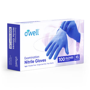 Open image in slideshow, OWELL Nitrile Gloves | 4mil Disposable Gloves, Medical Exam, Food Safe Certified, Chemo Rated, Latex Free, Powder Free, Medical Examination Gloves
